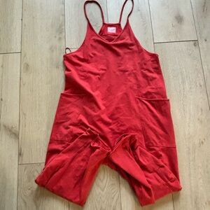 Free People Movement Hot Shot Onesie Red Sleeveless Jumpsuit Medium